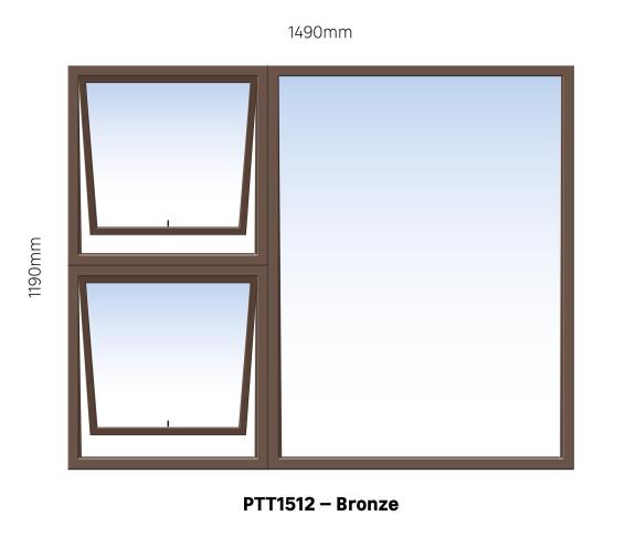 Ibuild Window Aluminium Bronze Top Hung W1500mm x H1200mm 