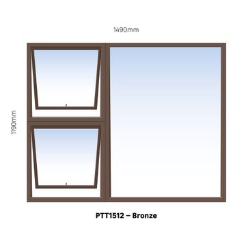 Ibuild Window Aluminium Bronze Top Hung W1500mm x H1200mm 