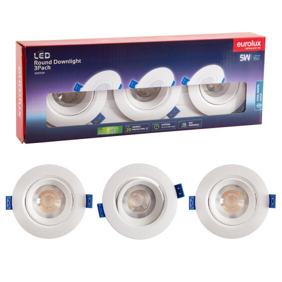 DOWNLIGHT ROUND LED 5W NON DIMMABLE 3 PACK