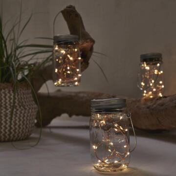 Inspire Solar Light Glass Jar Mobile Warm White IP44