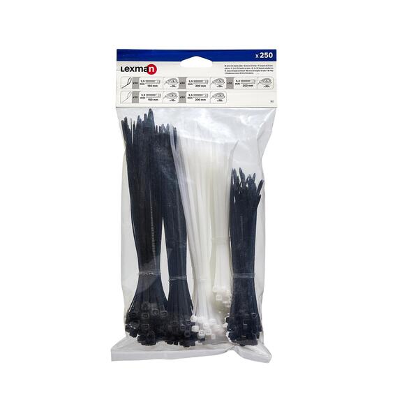 Lexman Cable Ties Black and White 250 Pack