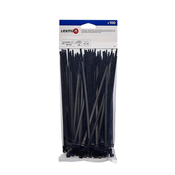 Lexman Cable Ties 200X5.2Mm Black 100 Pack
