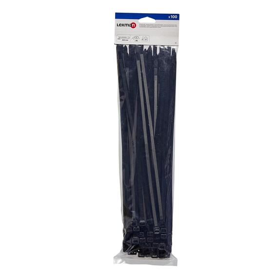 Lexman Cable Ties 350X7.5Mm Black 100 Pack