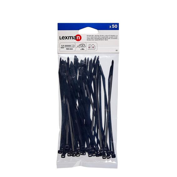 Lexman Cable Ties 150X3.5 Black 50 Pack