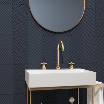 Wall tile arctic dark blue plain matte l90cm x w30cm (1.08m2/box)