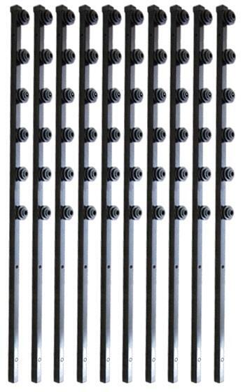 BRACKET SQ TUBE 6 LINE STRAIGHT - BLACK - PACK OF 10