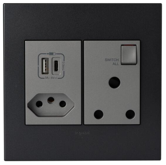 Mono Socket New USB A+C 4x4 ARTEOR Metallic Graphite