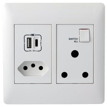 Mono Socket New USB A+C 4x4 YSALIS White
