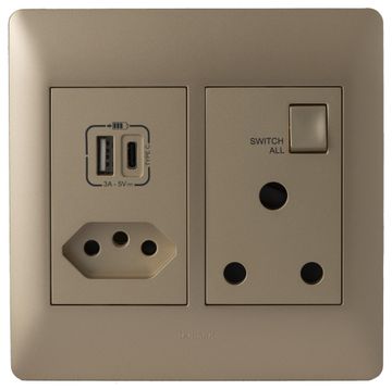 Mono Socket New USB A+C 4x4 YSALIS Champagne