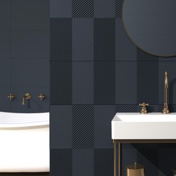 Wall tile arctic dark blue 3d matte l90cm x w30cm (1.08m2/box)