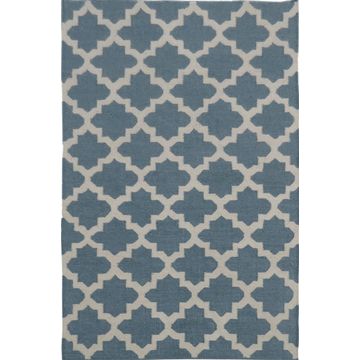 Rug hand woven wool aqua moroka 70cm x 140cm