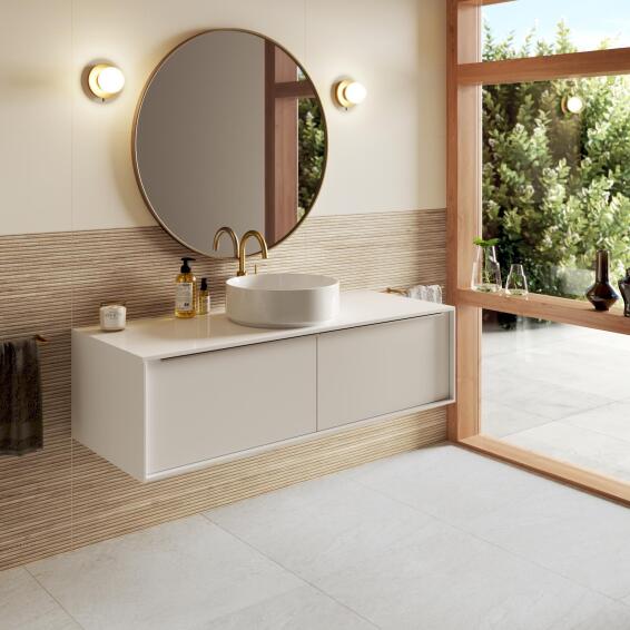 Wall tile arctic ivory plain matte l90cm x w30cm (1.08m2/box)