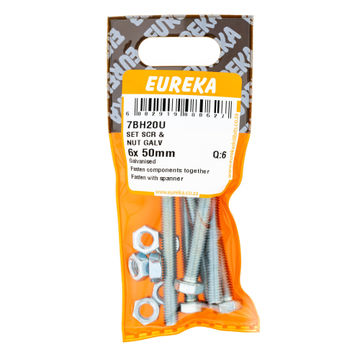 Set screw & nut galvanized eureka 6x50mm q6