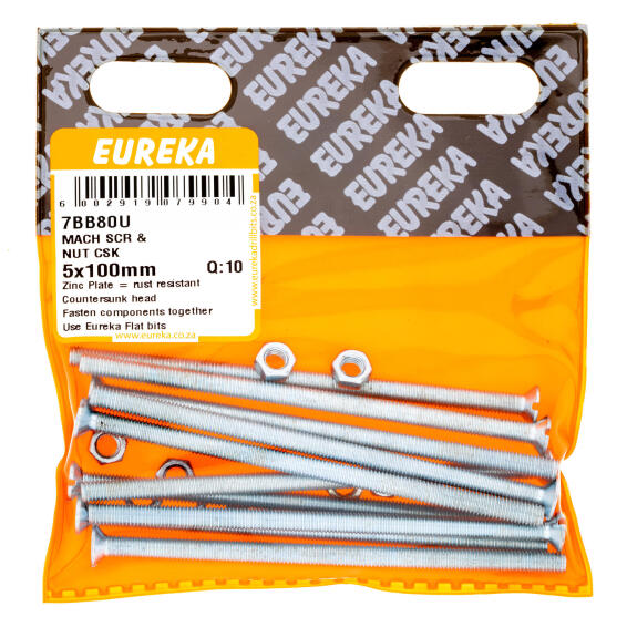 MACHINE SCREW & NUT COUNTERSUNK EUREKA 5X100 MM Q10