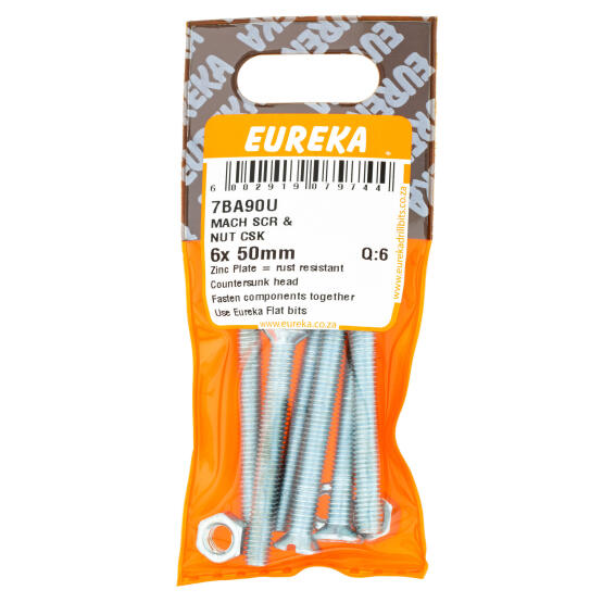 MACHINE SCREW & NUT COUNTERSUNK EUREKA 6X50MM Q6