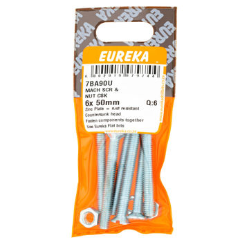 MACHINE SCREW & NUT COUNTERSUNK EUREKA 6X50MM Q6