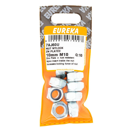 NYLOCK NUT ZINK PLATED EUREKA 10MM M10 Q10