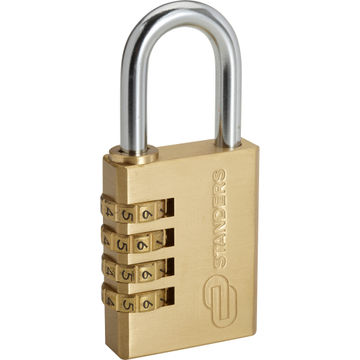 Combination padlock brass body 40mm standers
