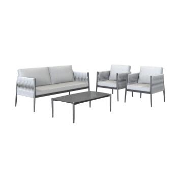 Naterial Henio Aluminium & Rope 4 Piece Patio Set Dark Grey