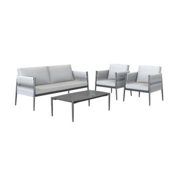 Naterial Henio Aluminium & Rope 4 Piece Patio Set Dark Grey