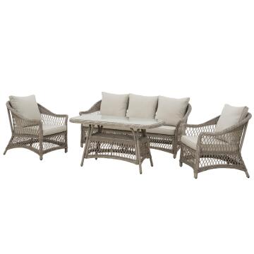 Naterial Idyll Wicker & Aluminium 4 Piece Patio Set Natural