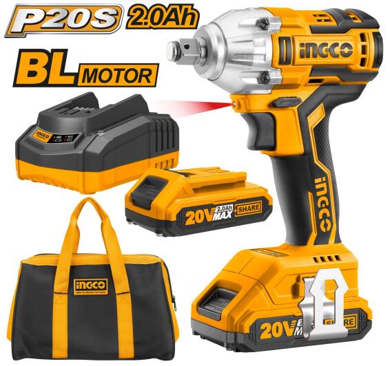 impact wrench cordless INGCO 20v bl 2x2ah