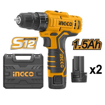 drill cordless INGCO 12v kit 2x1.5ah bat