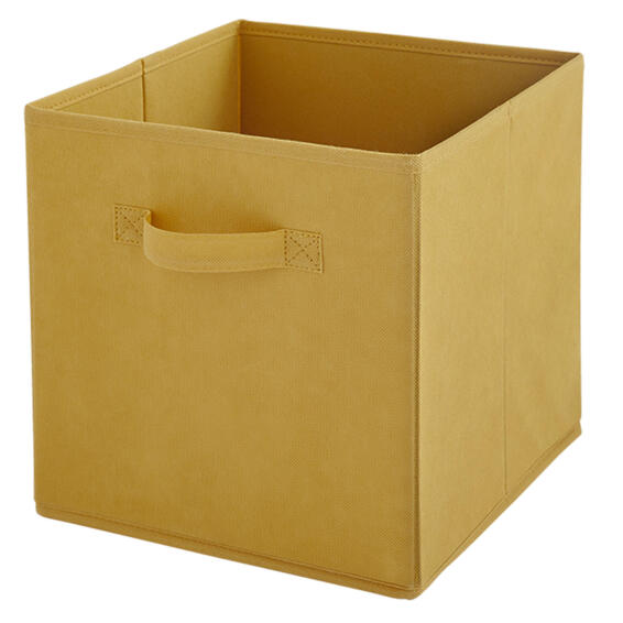 Polyester storage basket mustard w31cm x d31cm x h15cm  
