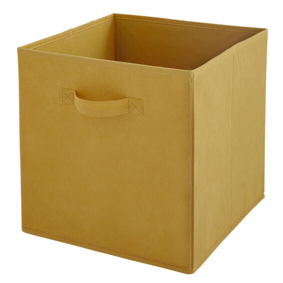 Polyester storage basket mustard w31cm x d31cm x h31cm  