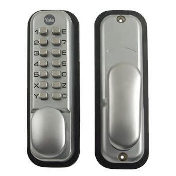 Push button exterior door lock yale