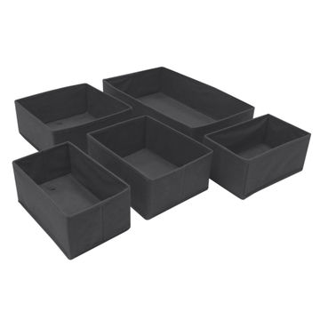 Drawer organizer polyester 5 pack dark grey