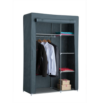 Textile wardrobe with 4 shelves & 1 rail w105cmxd50cmxh158cm