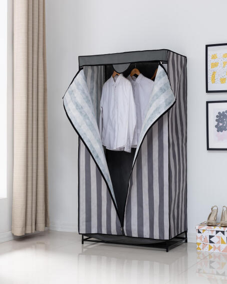 Textile wardrobe with 1 rail w90cmxd50cmxh156cm