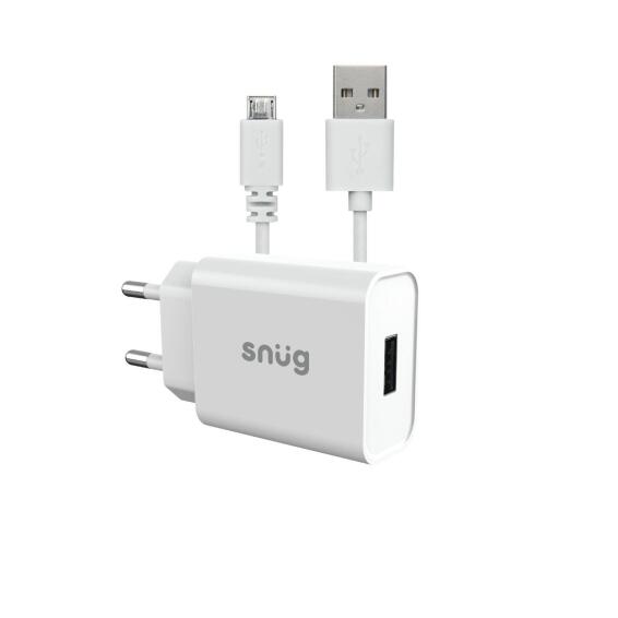 Snug Lite 1 Port Home Charger With Micro USB Cable 2.1AMP White
