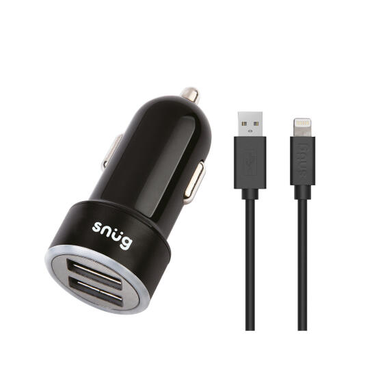 Snug Car Juice Dual USB Port Car Charger With Lightning Cable 3.4A