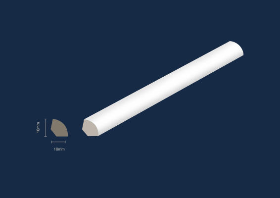 Polymer Quarter Round White T16mm x W16mm x L2700mm
