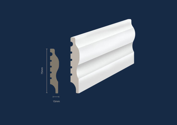 Polymer Skirting 3024W S White T15mm x W75mm x L2700mm