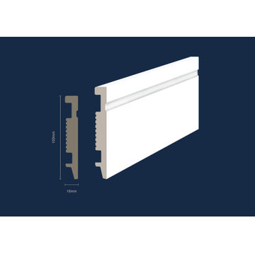 Skirting Polymer SUPREME MOULDINGS  White Straight Edge T16mm x W100mm x L2700mm