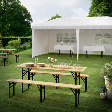  Fira Celebration Wood & Steel Patio Table Set