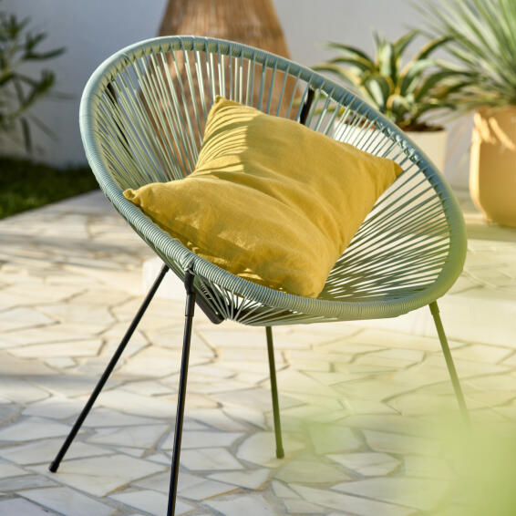 Acapulco Rattan Steel Round Patio Chair Dark Green