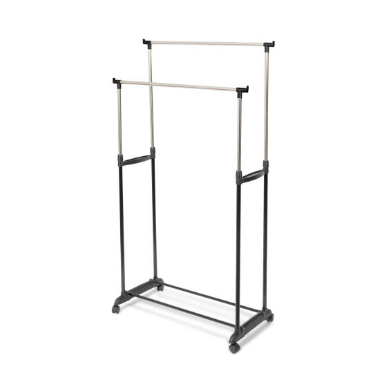 Adustable double clothes rail w78cmxd42cmxh85cm-165cm