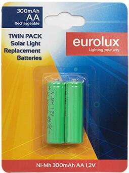 Eurolux Rechargeable AA Solar Battery 2 Pack