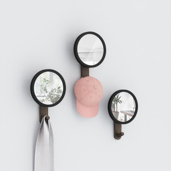 Hub Mirror Hook Singl Black And Walnut