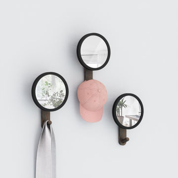 Hub Mirror Hook Singl Black And Walnut