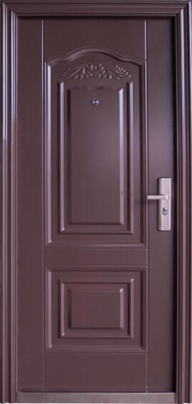 Entry Door High Security Steel with Frame (prehung) 2 Panel Powder Coated Brown Right Hand Opening Open-in-w860xh2050mm