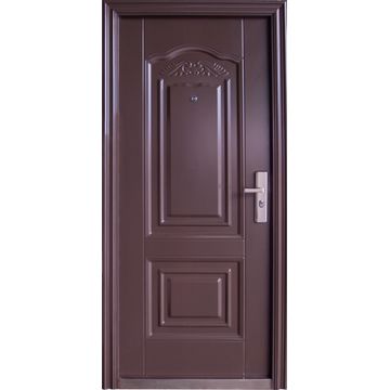 Entry Door High Security Steel with Frame (prehung) 2 Panel Powder Coated Brown Right Hand Opening Open-in-w860xh2050mm