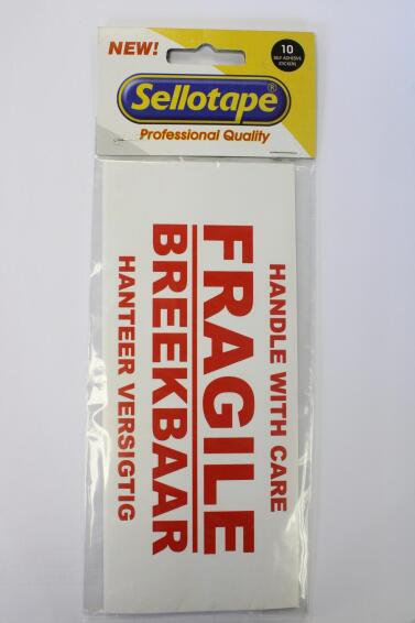 SELLOTAPE SELF ADH FRAGILE STCKRS 10PC