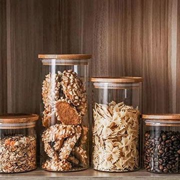 Kitchen Round Storage Canister Borisilicate Glass With Bamboo Lid 700Ml