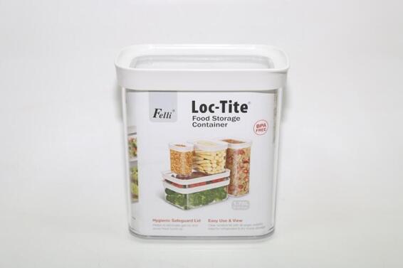 Kitchen Rectangular Locktite Container Acrylic White Lid 1600Ml