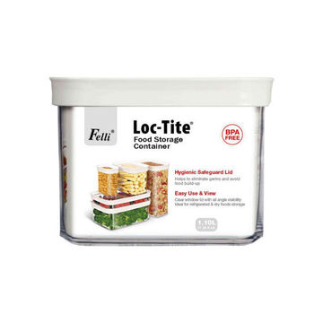 Kitchen Rectangular Locktite Container Acrylic White Lid 1100Ml